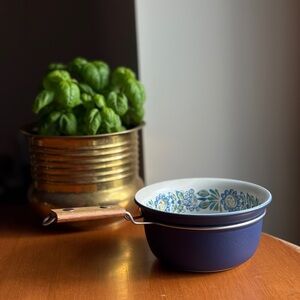 Figgjo Flint Norway Tor Viking  Blue Saucepan with Wooden Handle MCM Cookware